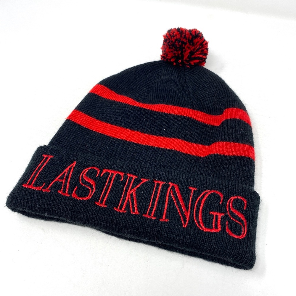 NWOT Last Kings Tut Knit PomPom Stripe Beanie Hat